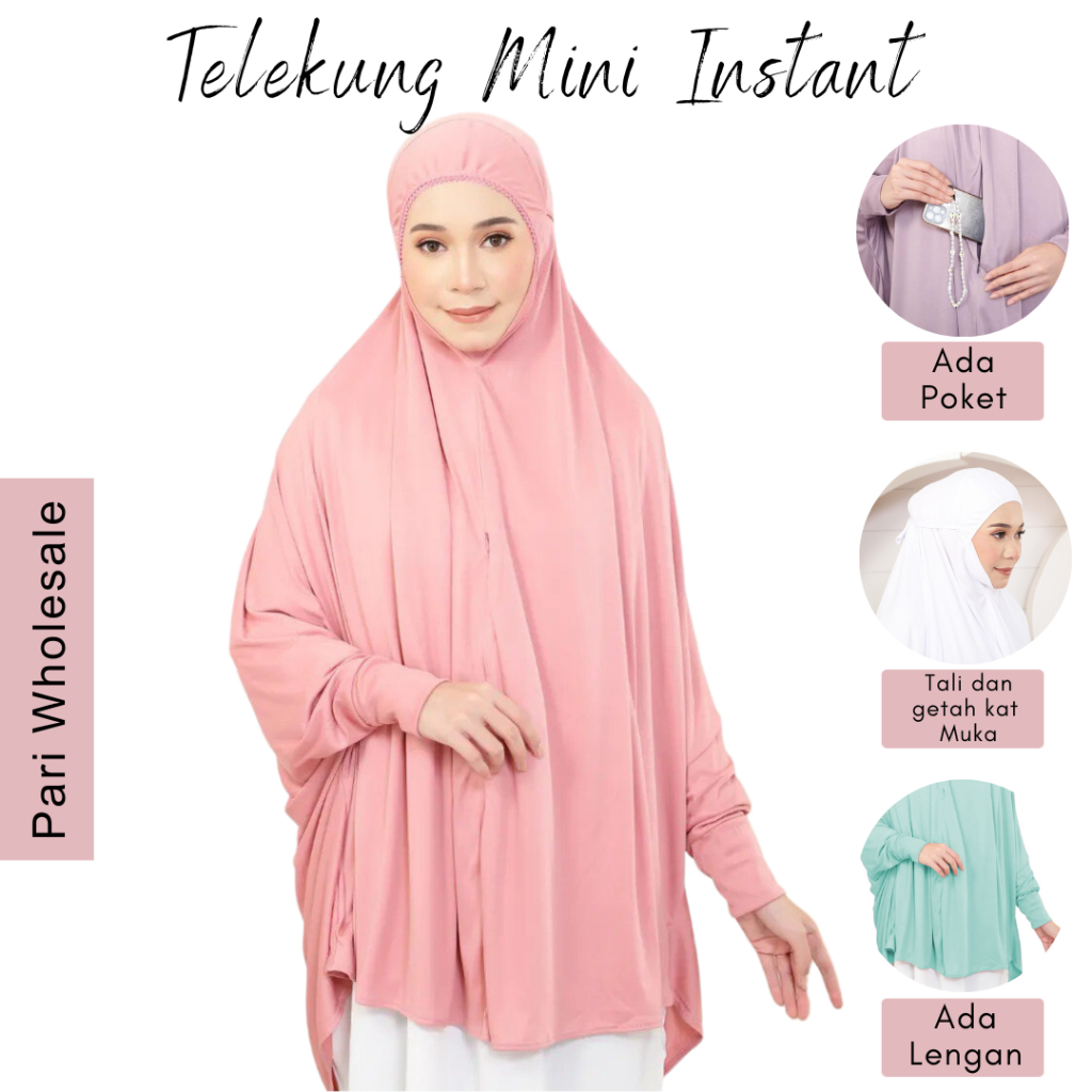 Telekung Mini Khimar Instant/ Telekung Travel/ Poket Berzip/ Telekung ...