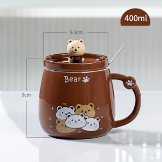Cute ceramic creative coffee cup water cup cartoon relaxing bear cup plate  bear cup saucer set