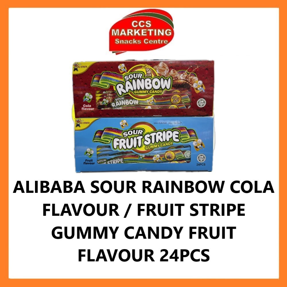 CCS Alibaba Sour Rainbow Cola flavour / Fruit Stripe Gummy Candy Fruit