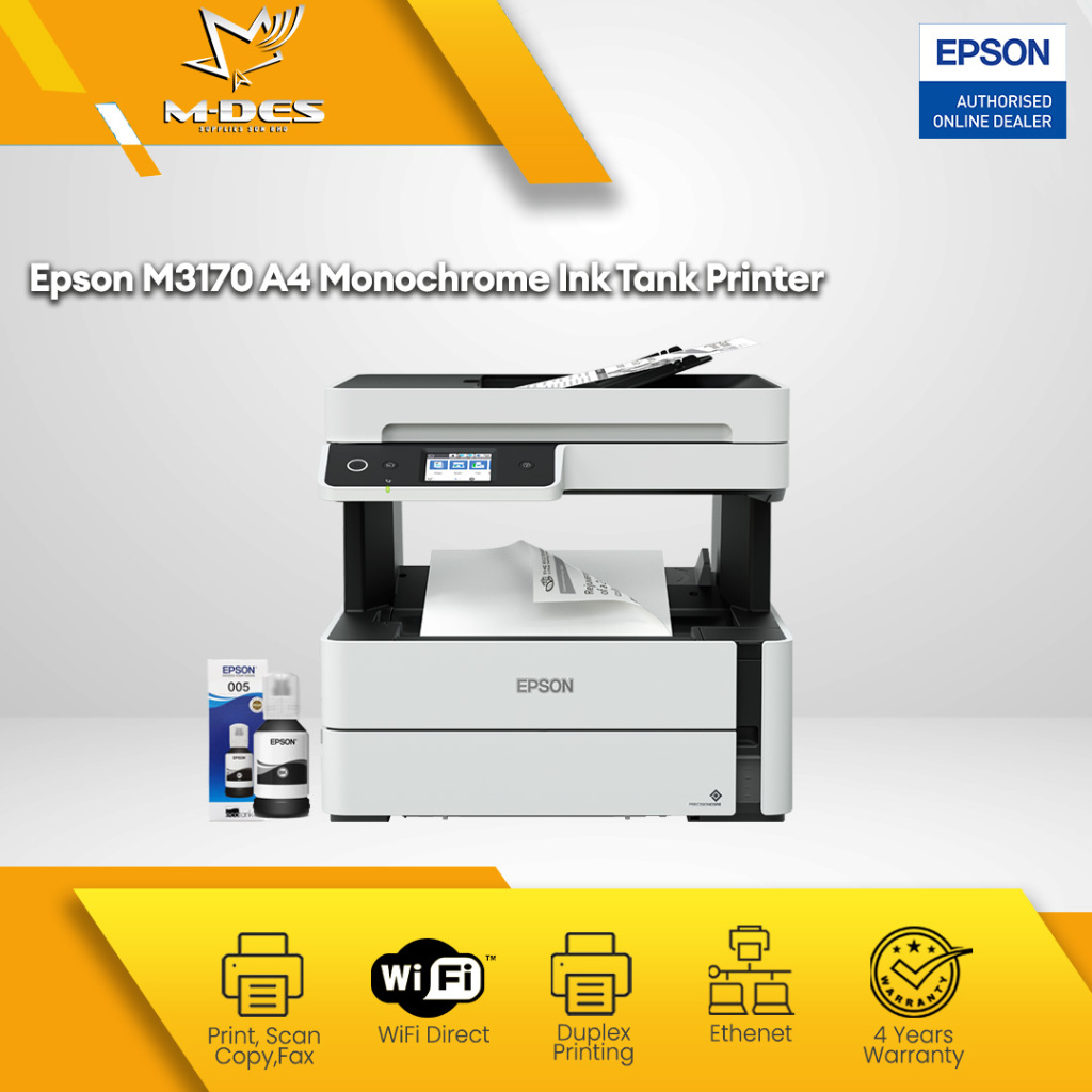 Epson M3170 All In One Wireless A4 Mono Ink Tank Printer / Water
