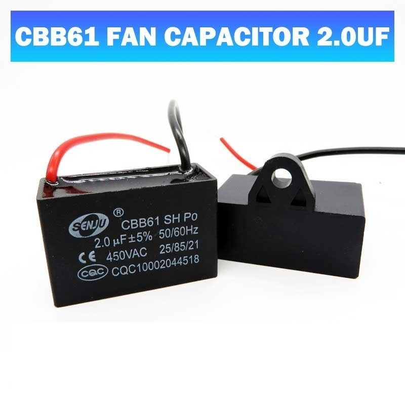 CBB61 Fan Capacitor Ceiling Wall Auto Kapasitor Kipas Angin Motor 1.01.5 2.0 2.5 uF Shopee