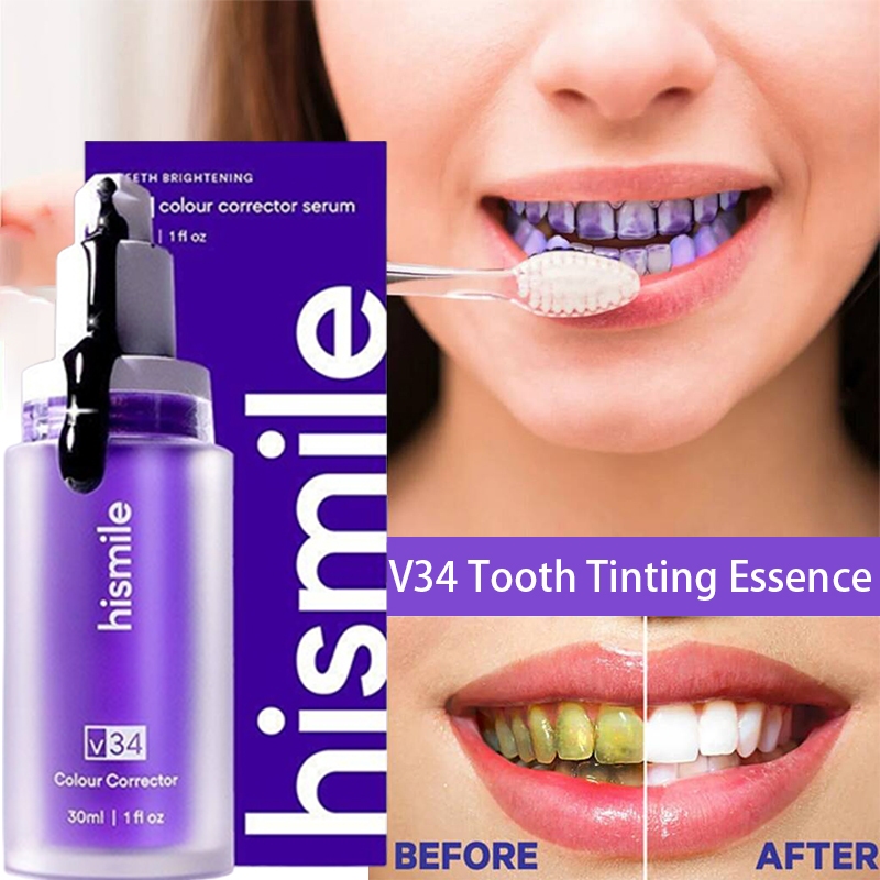 original V34 hismile teeth whitening essence my smile toothpaste purple ...