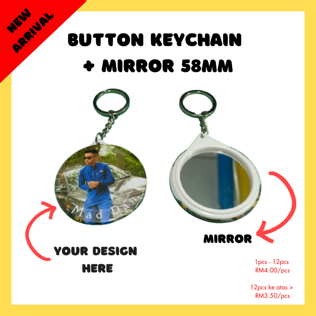 Button Keychain Mirror Cermin custom gambar free design | Shopee Malaysia