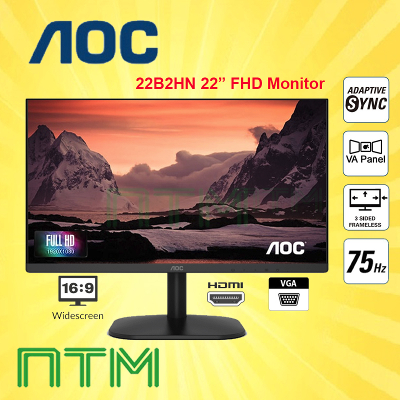 AOC Monitor 22B2HN / 24B3HM / 27B3HM / 27B2HM2 VA PANEL 75Hz with Full