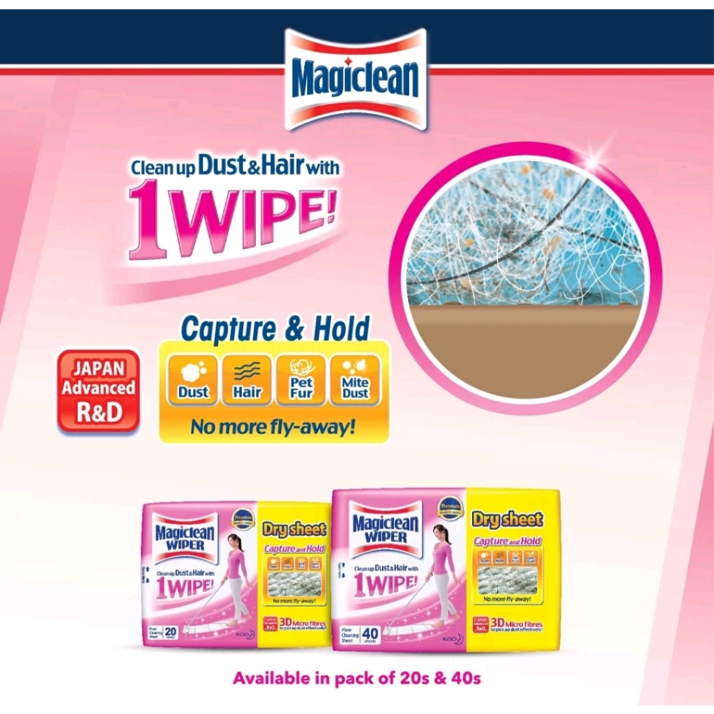 Kao Magiclean Dry Wiper sheet Mop Wiper Sheet 40's /20's Shopee Malaysia