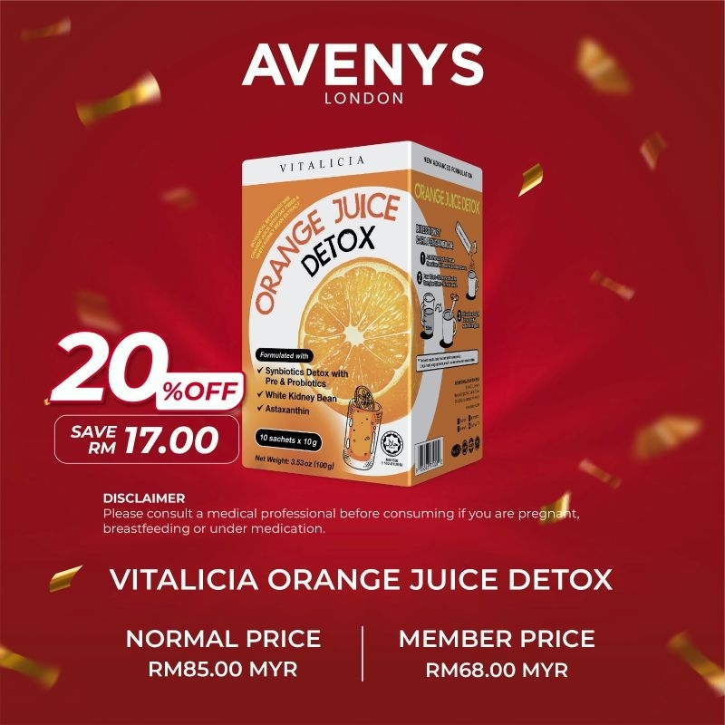 AVENYS VITALICIA Orange Juice Detox 100g (10 sachet) Shopee Malaysia