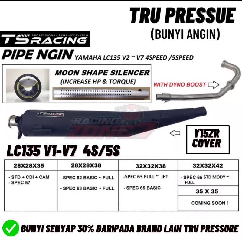 “BUNYI SUNYI” TS RACING SUPER BACK PRESSURE LC135 V1 - V7 4S 5S/ Tru ...