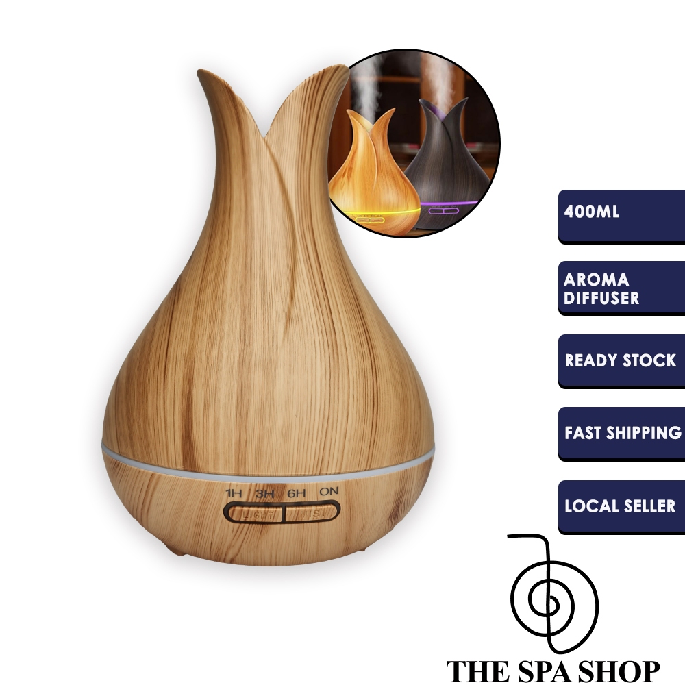 Vase Aroma Diffuser For Aromatherapy Dark Wood Light Wood 3Pin Plug 400ml [Ready Stock in