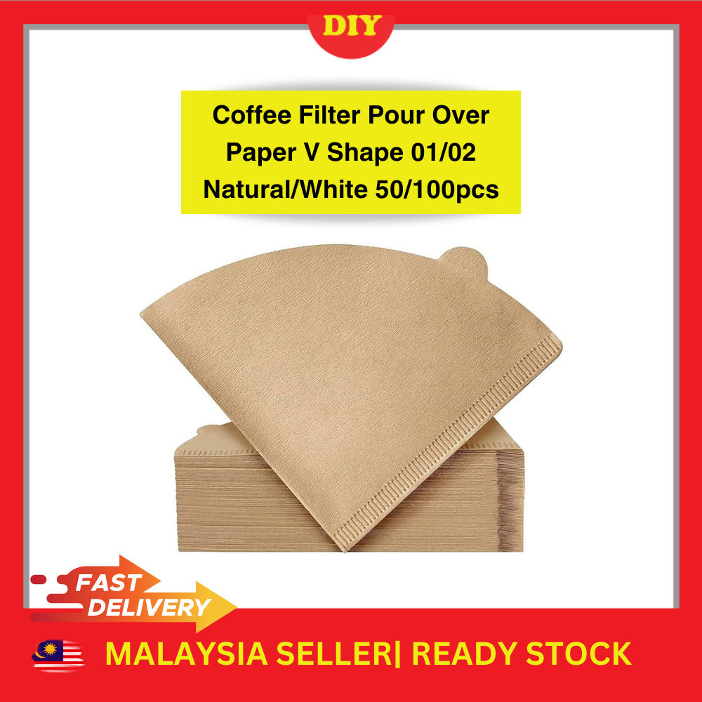 (Ready Stock) V60 Coffee Paper Filter, 01/02 Off White/Natural, Hario