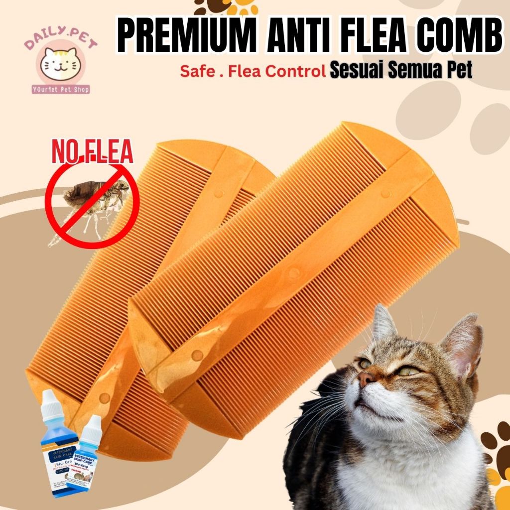 Premium Flea Comb Head Lice Comb Remove Flea Dandruff Comb Sikat Kelemumur Kutu Kepala Rambut