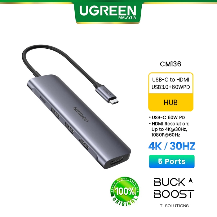 UGREEN 50209 USB C HUB 5-IN-1 WITH 4K HDMI
