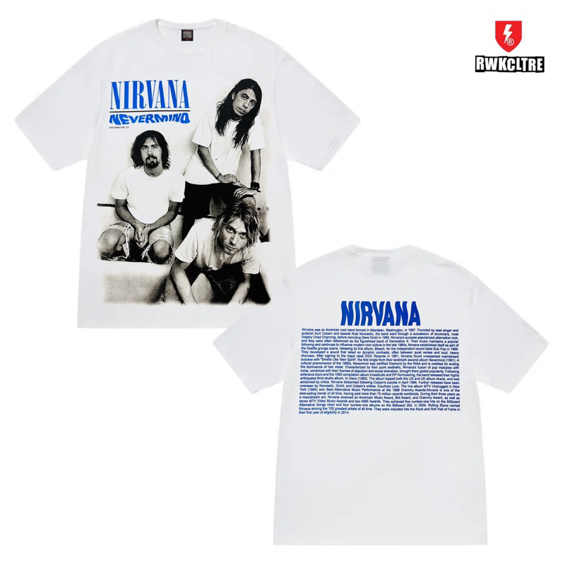 TSHIRT NIRVANA NEVERMIND WHITE 100 COTTON 200 GSM HIGH COLLAR Shopee Malaysia