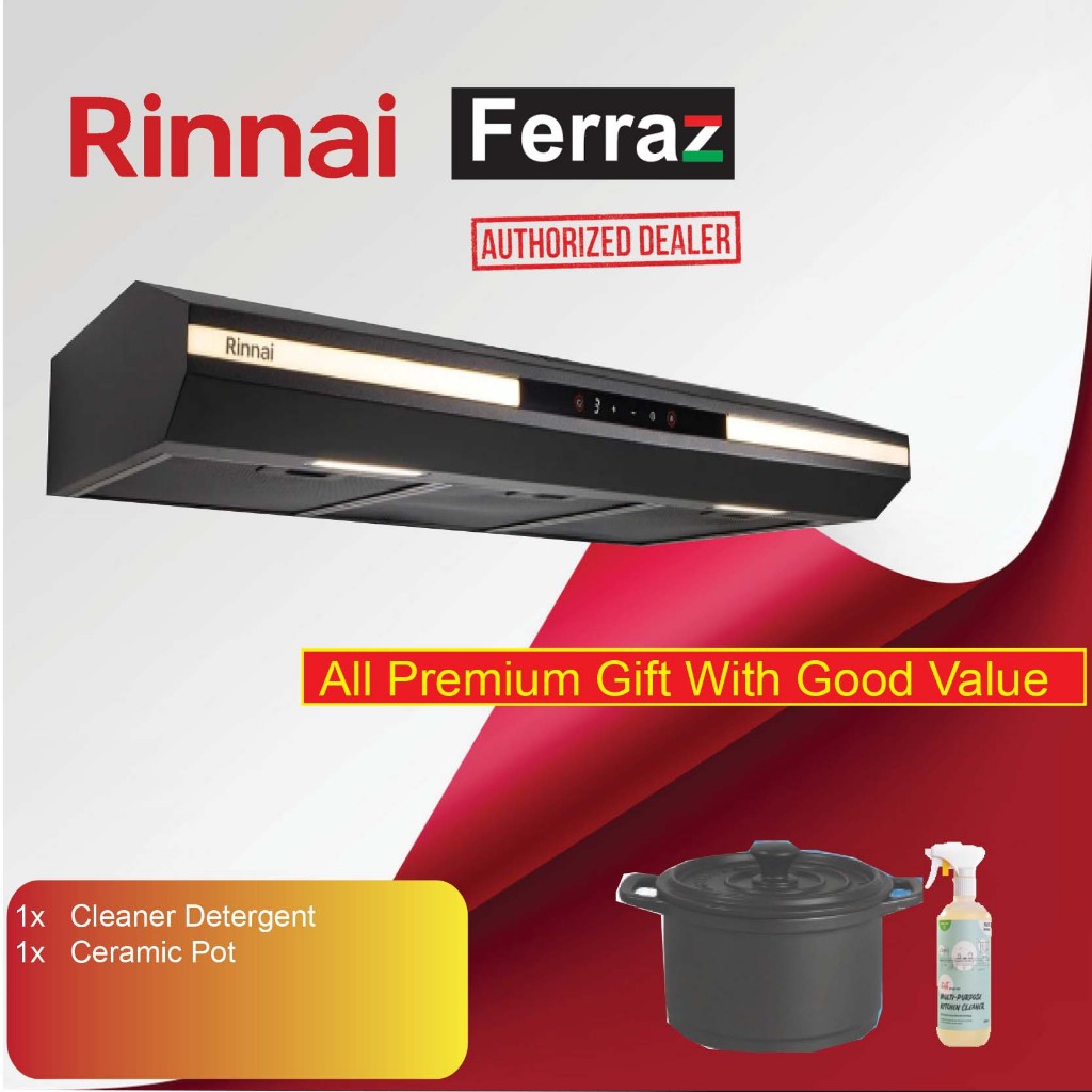 Rinnai RHS3059PBW Slim Cooker Hood 90cm Recirculation Recycle or duct