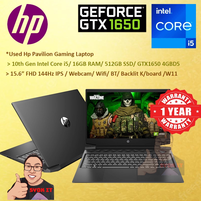 *Used / 2nd Hand HP Pavilion Gaming 15 Purple Laptop 10th Gen i5 16GB