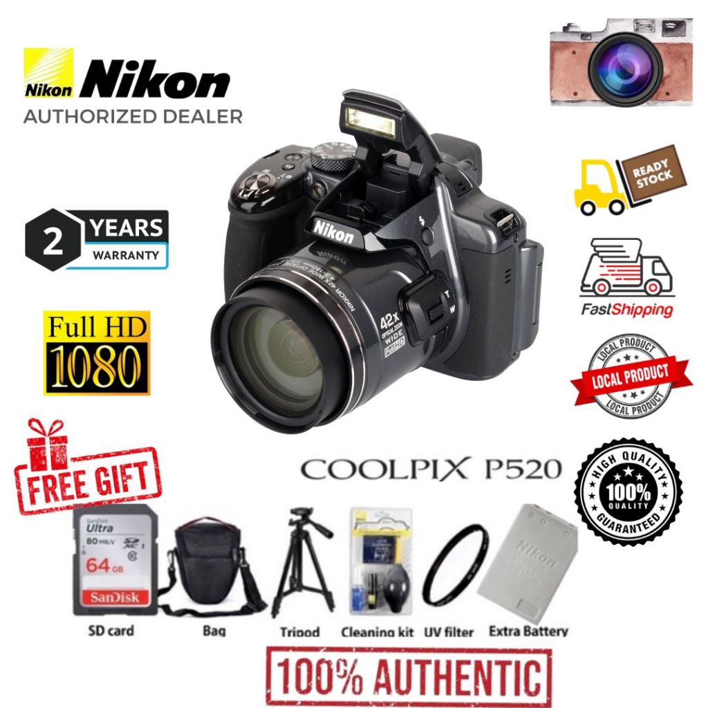 (NEW)Nikon Coolpix P520 CMOS sensor 241000mm 42x Super Zoom lens