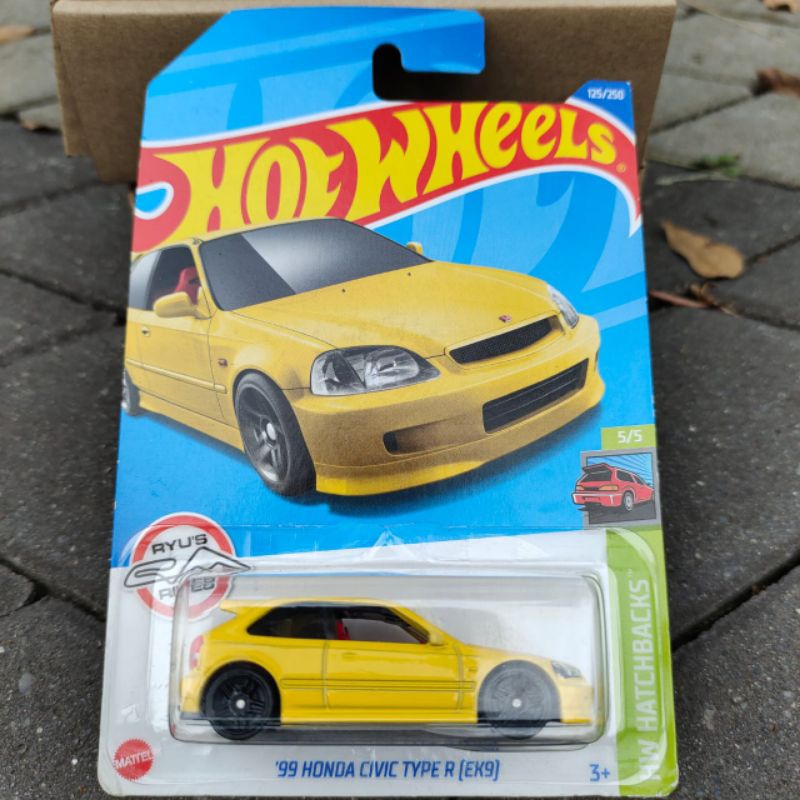 Hot Wheels '99 Honda Civic Type R EK9 yellow Japan Card Shopee Malaysia
