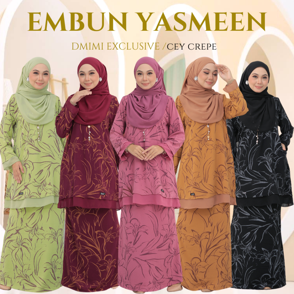 DMIMI Baju Kurung Moden DEMBUN JASMIN | Ironless Set Outfit | Small ...