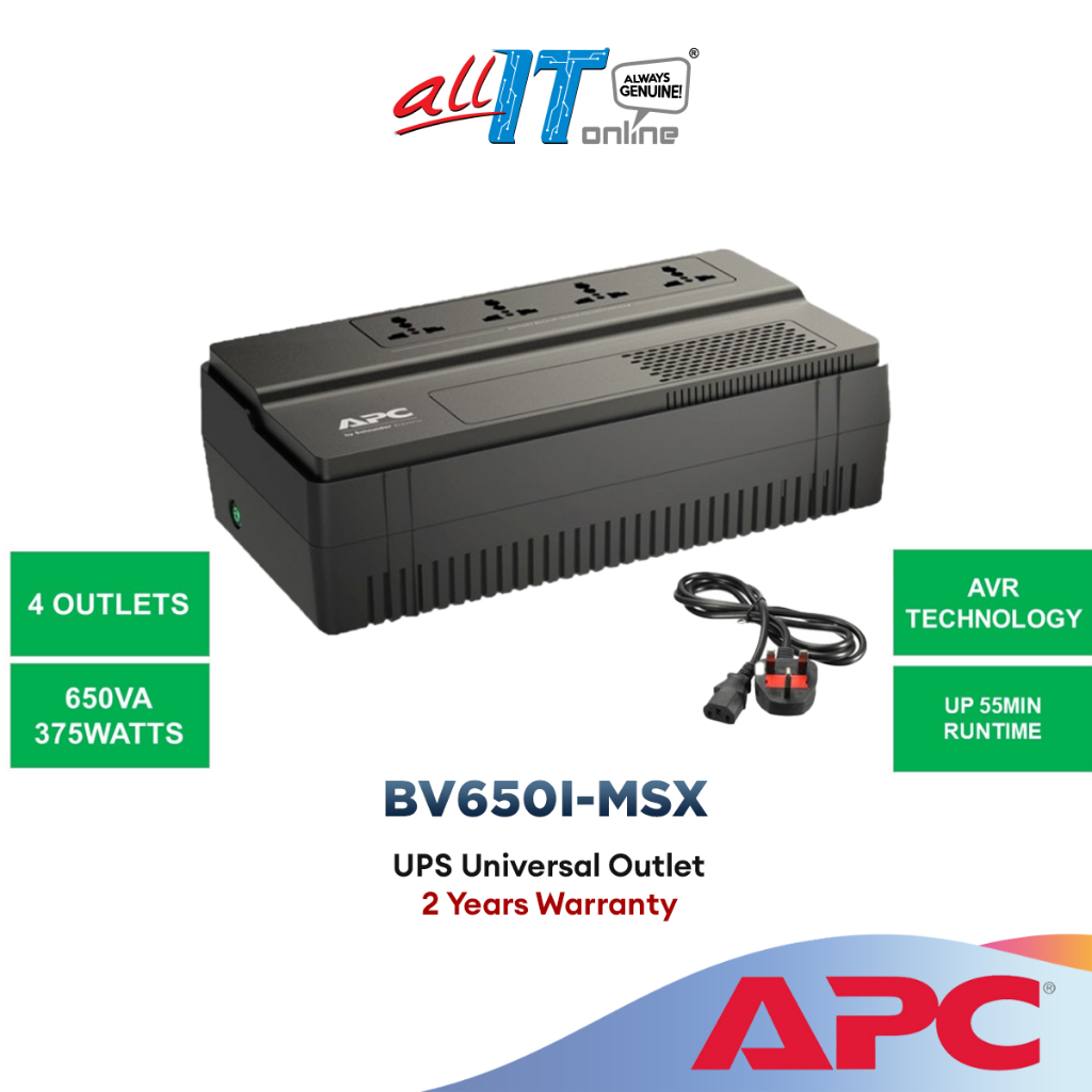 APC BV650I-MSX Easy UPS Backup Battery BV 650VA, Universal Outlet, 230V ...