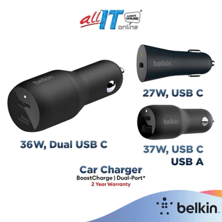 Belkin Car Charger | BoostCharge USB-C Car Charger with Quick Charge 4+ | BoostCharge Dual USB-C Car Charger 36W / 37W