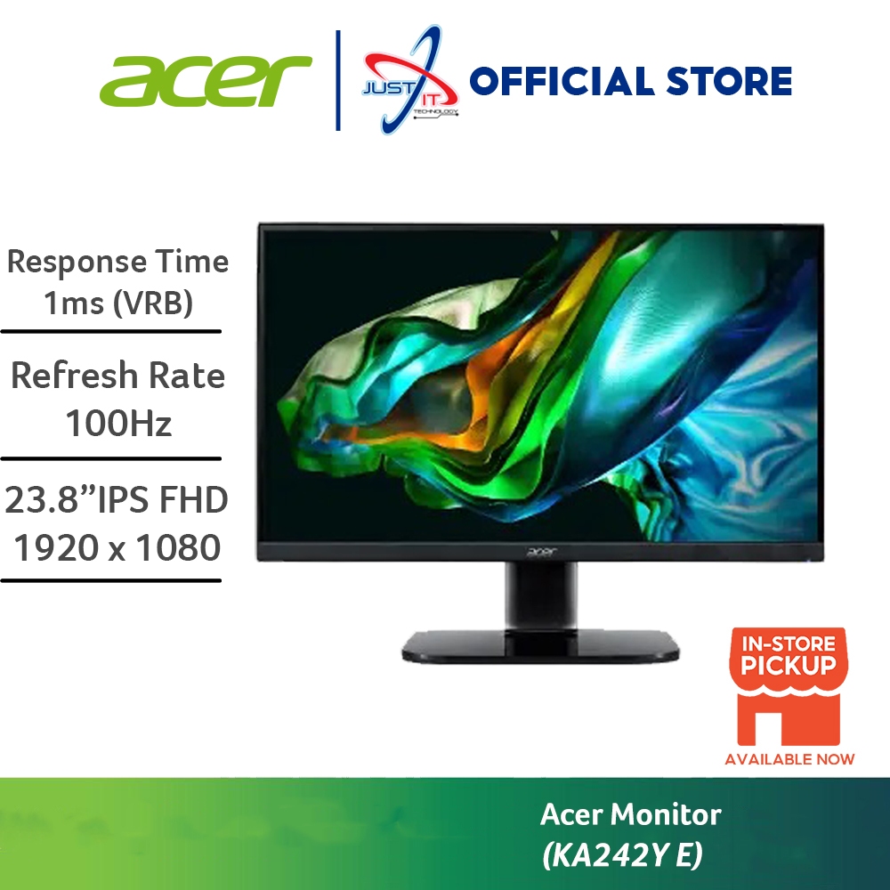 Acer KB242Y 23.8 Widescreen Monitor 1920x1080 100Hz IPS 1ms VRB 250Nit  HDMI VGA