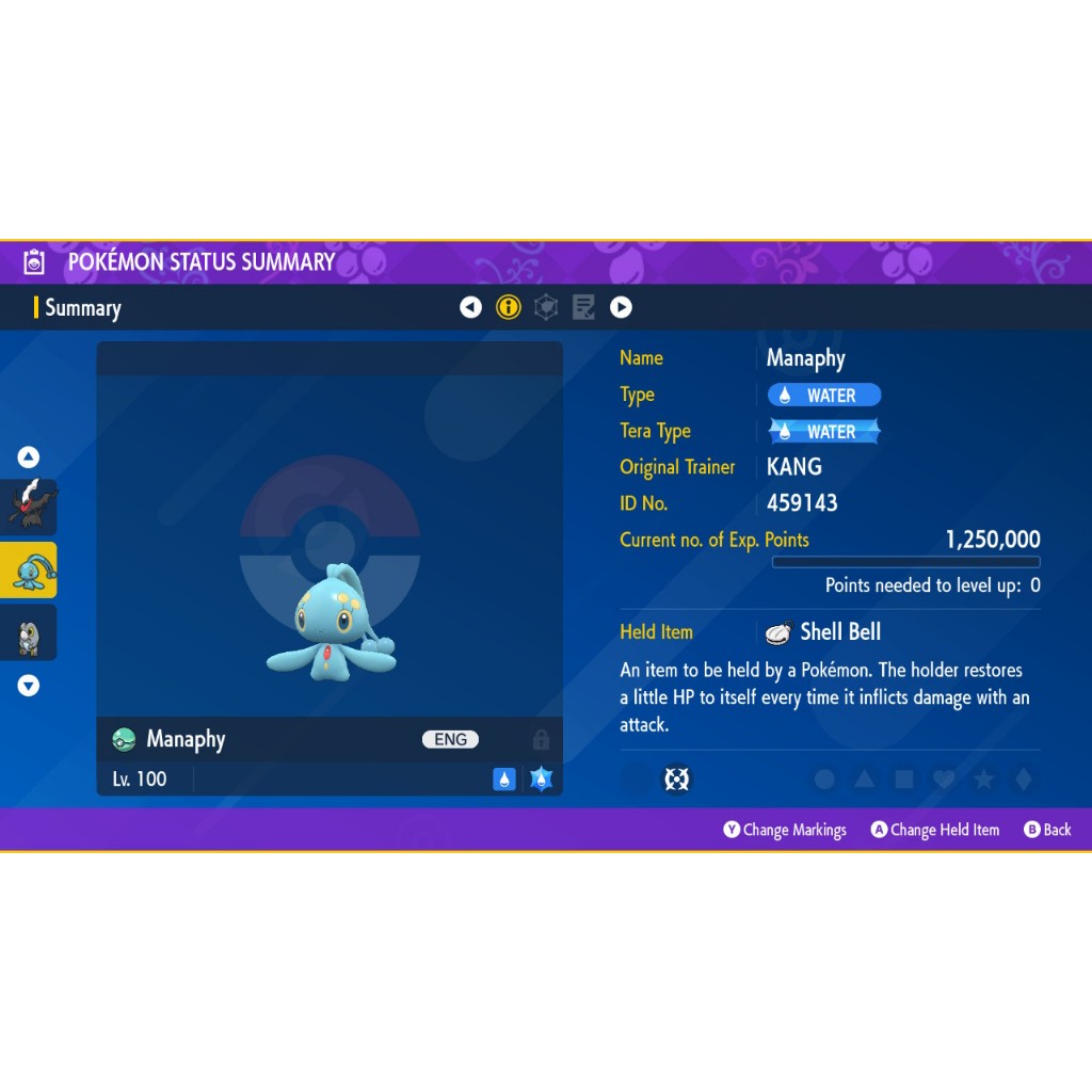 Pokémon Écarlate/Violet - Manaphy 6IV Niveau 100 + Master Ball - Neuf