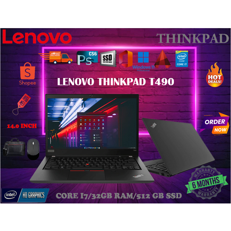 Lenovo Thinkpad T490s Core I7 8th Gen 32gb Ram 512gb M 2 Ssd Window 11