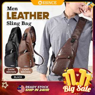 Malaysia Stock] 🇲🇾 Men's Leather Waist Pouch Chest Bag Cross Sling Travel Shoulder  Bag Kulit Halal