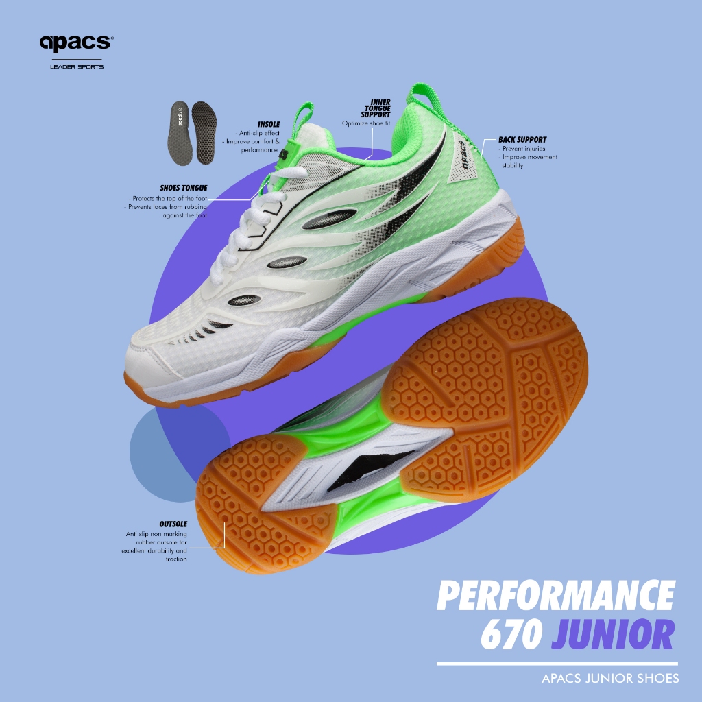 APACS INDOOR/ON COURT JUNIOR SHOES PERFORMANCE 670 | Shopee Malaysia