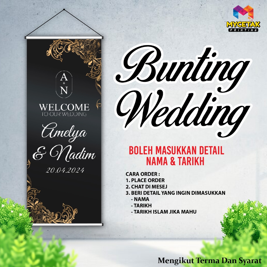 BUNTING KAHWIN 2FT X 5FT / BUNTING MAJLIS KAHWIN / BUNTING WEDDING ...