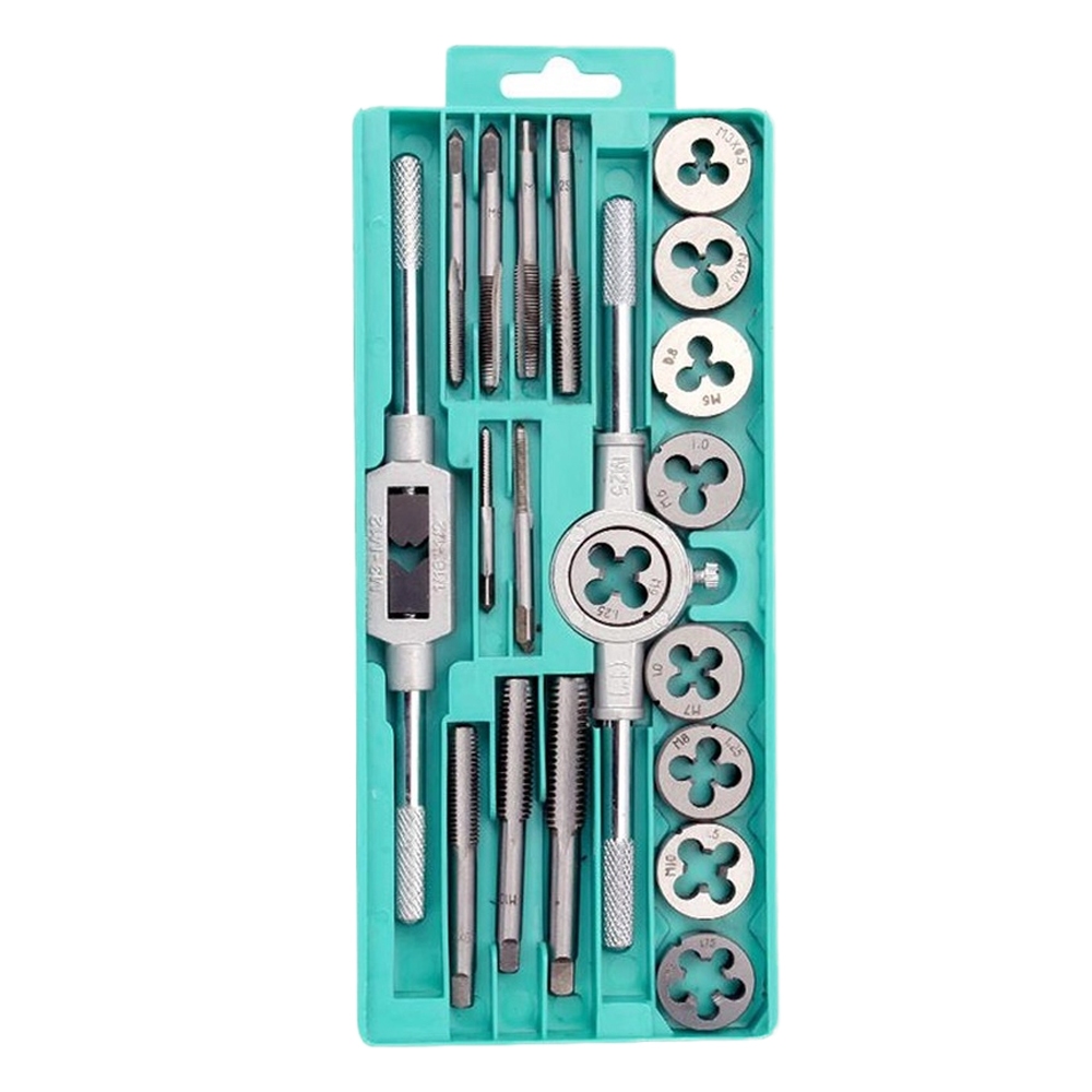 20pcs Tap and Die Metric Thread Chasing Removal Bolt Screw Extractor Puller Kit Pipe Extractor