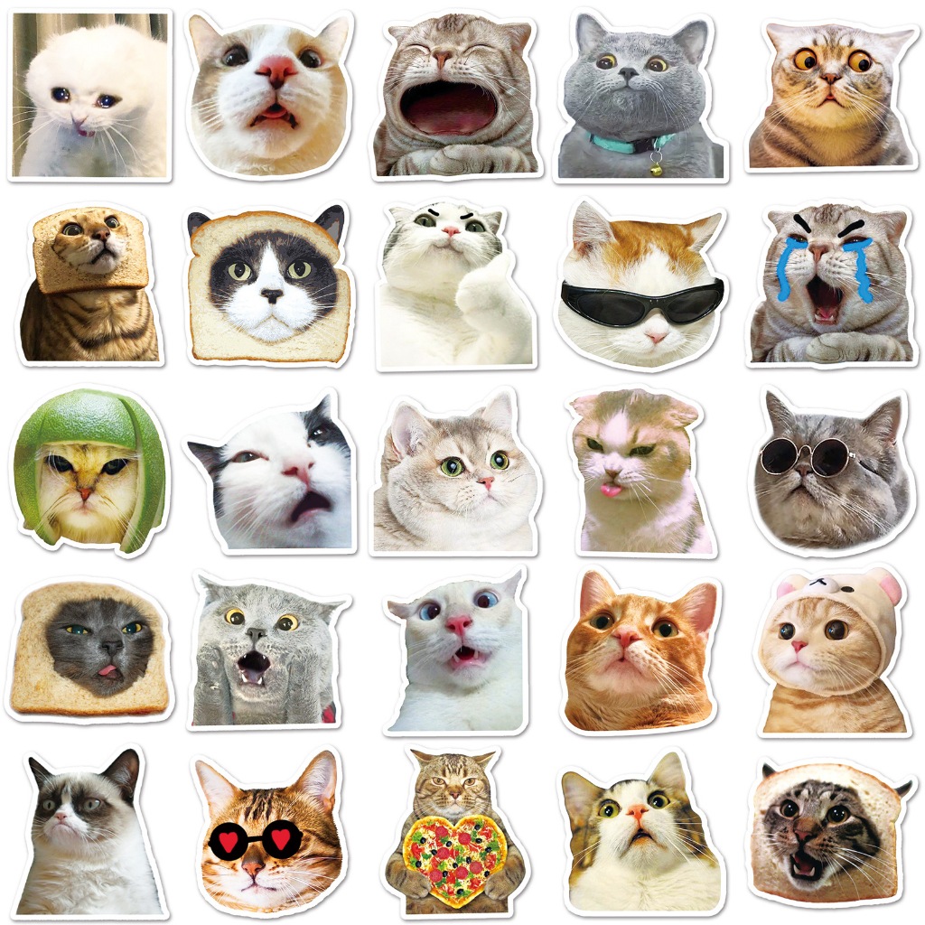 [50 PCS] A Cute Kittens Cats MEME Waterproof Stickers For Notebook ...