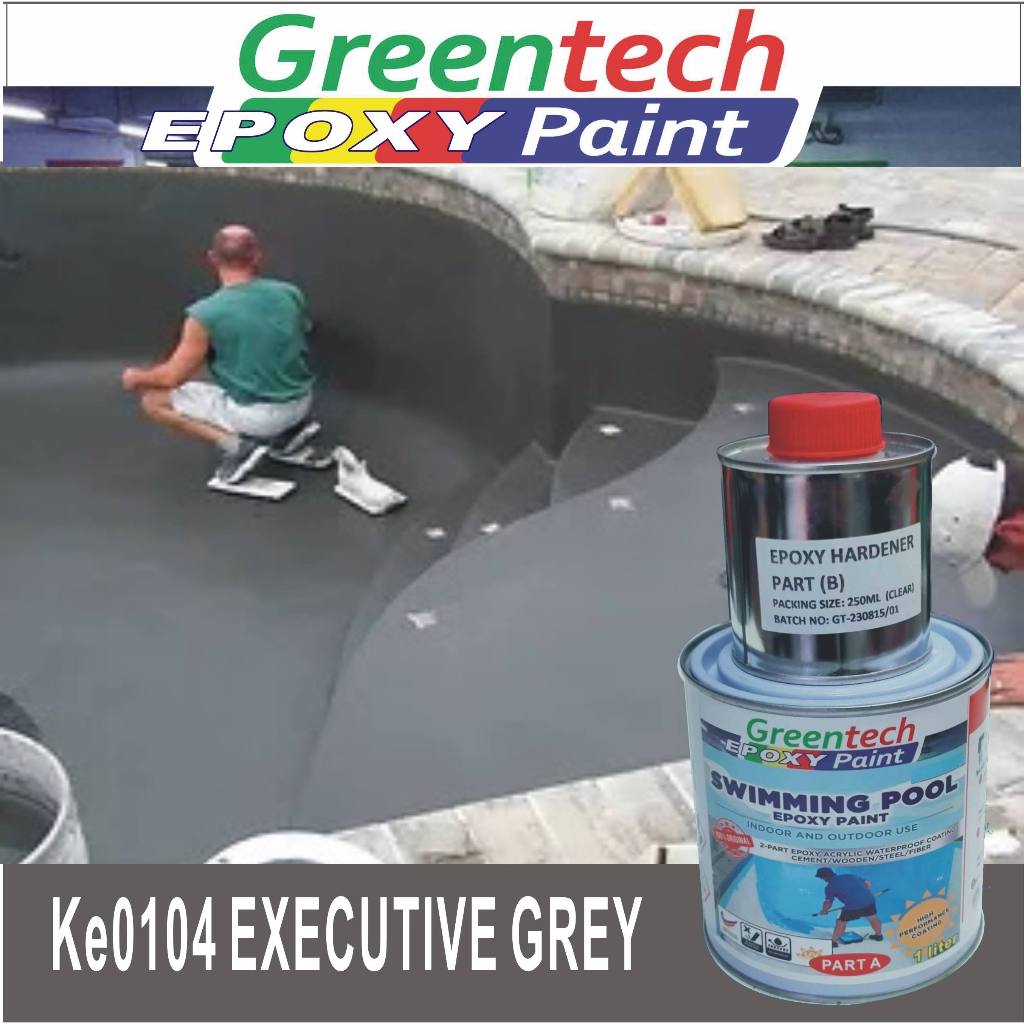 KE0104 EXECUTIVE GREY ( 1L OR 5L ) Swimming Pool Epoxy Paint, Cat Kolam High Performance