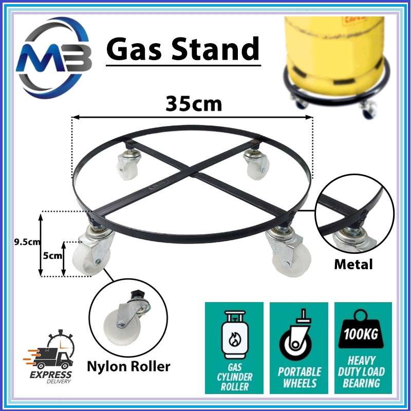 Roda Tong Gas Heavy Duty 4 Wheel Metal Gas Tank Rollers, Gas Cylinder