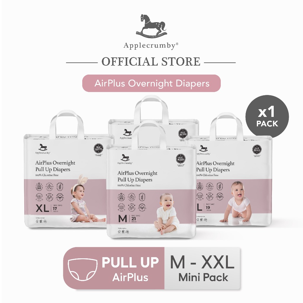 Applecrumby® AirPlus Overnight Pull Up Diapers M21/L19/XL17/XXL15 (1