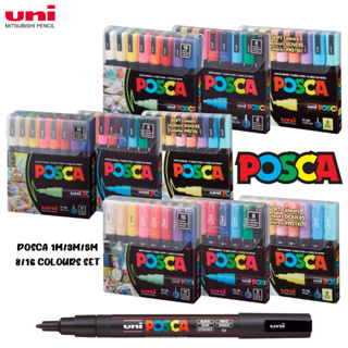 Uni-posca Paint Marker Pen SPECIAL (b-set) , Mitsubishi Pencil Uni Posca  Poster Color Marking Pens Fine Point 15 Colours (PC-3M15C), Gold and Silver