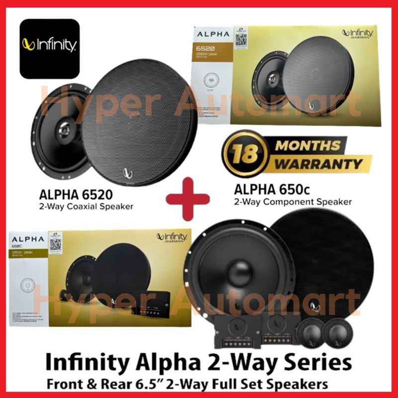 Infinity Original Alpha 6.5"Inch 2-Way Component Speaker & Infinity ...