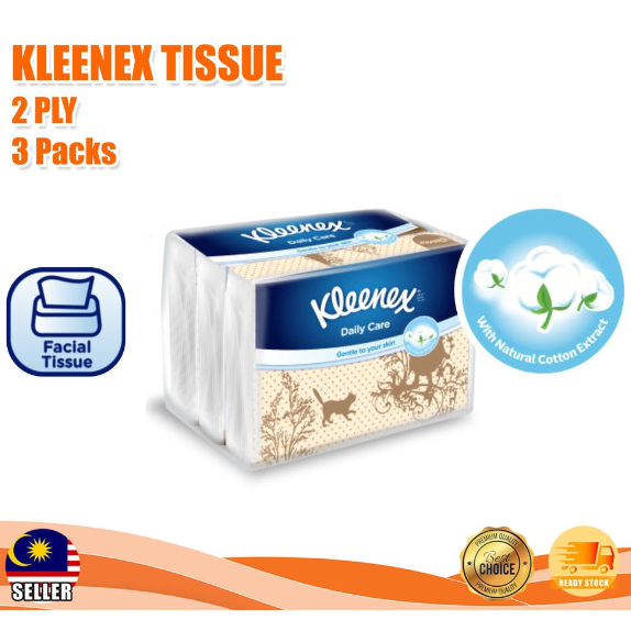 KLEENEX Daily Care Vintage Face Tissue Soft Pack 2ply x 50 Sheets x 3