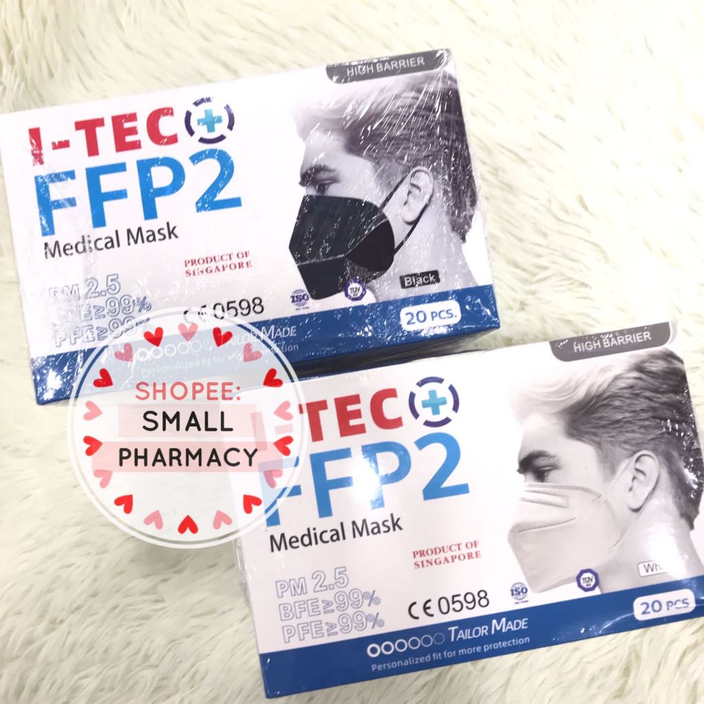 ITec FFP2 Earloop Medical Mask 20s (White / Black ) 5 layer Medical