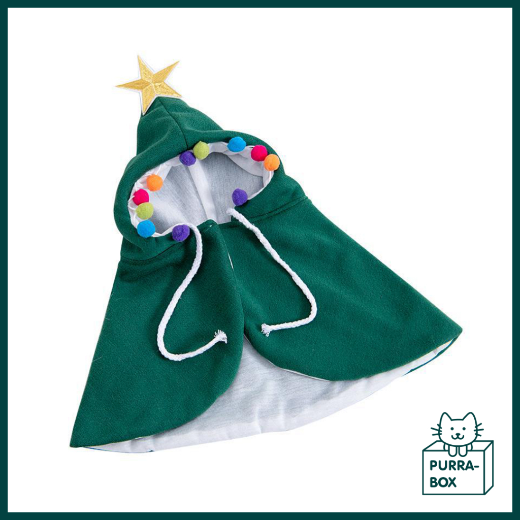 Purrabox Christmas 2023 Collection Cute Christmas Tree Cape & Hoodie