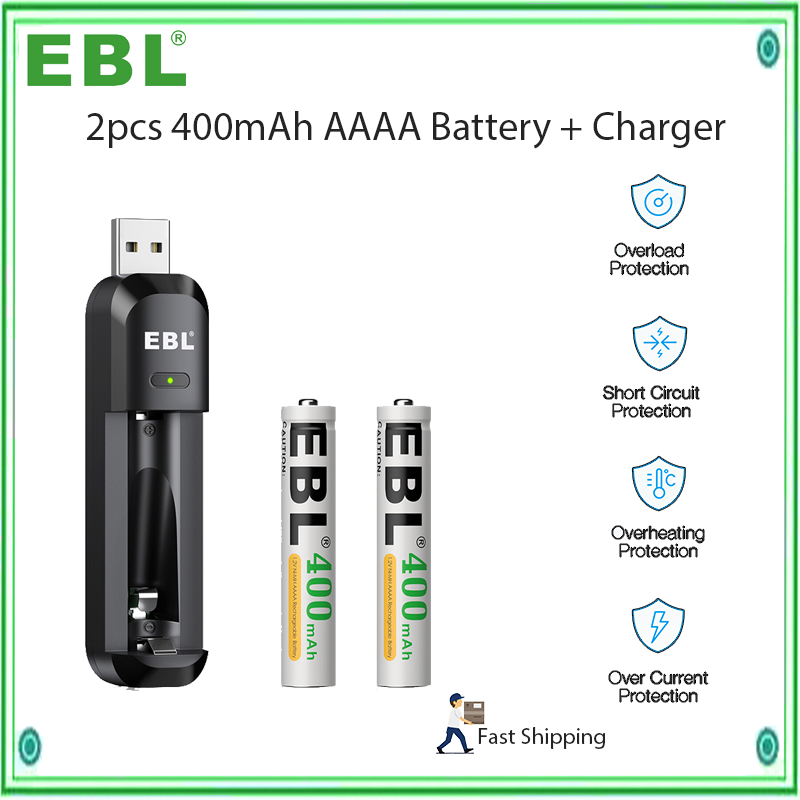 EBL AAAA Batteries, 1.2V 400mAh Ni-MH AAAA Rechargeable