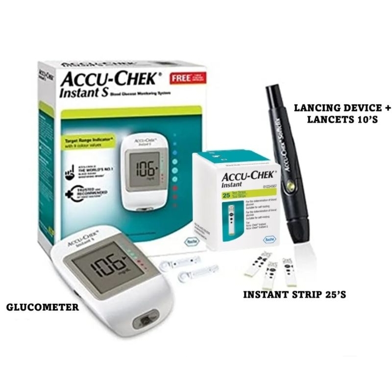 ACCU CHEK INSTANT S + INSTANT TEST STRIP 25'S + LANCING
