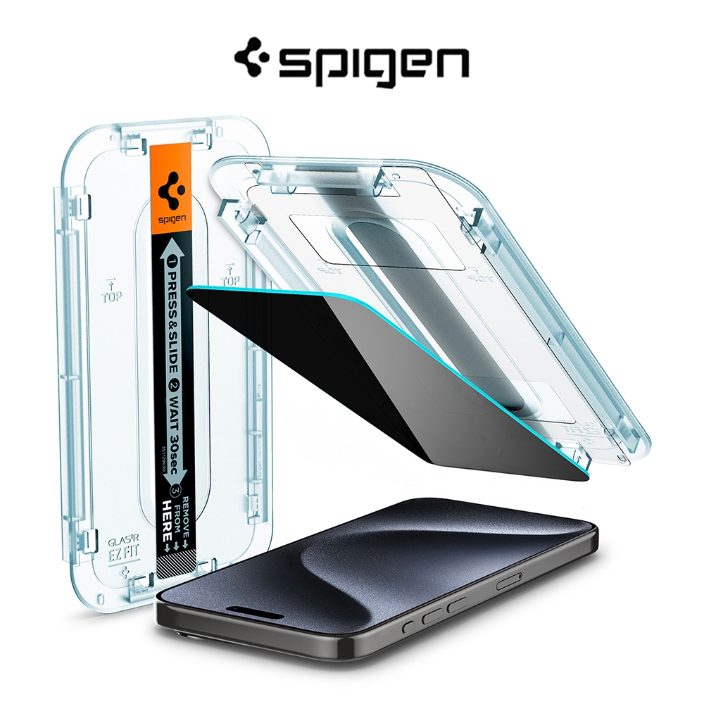 Spigen iPhone 15 Pro Privacy Tempered Glass [1 Pack] Glas.tR EZ Fit ...