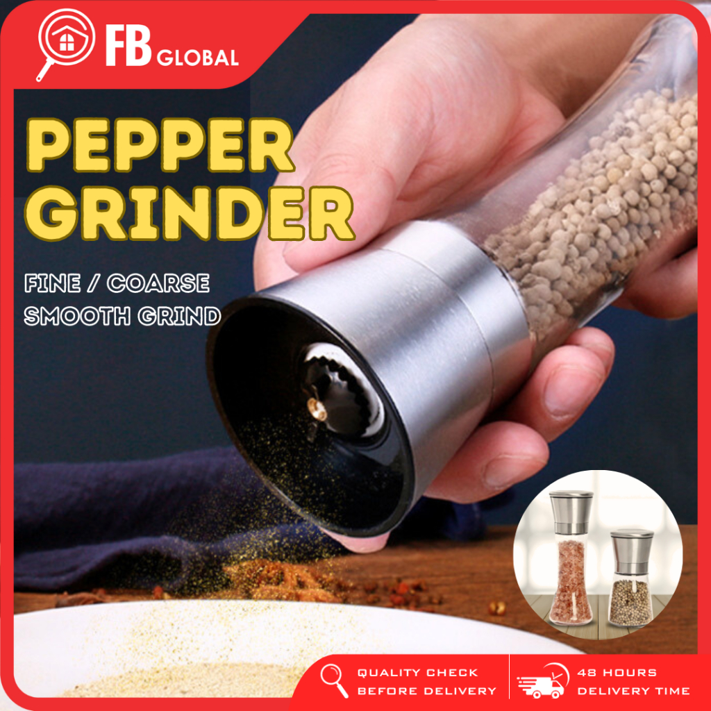 Homgeek Portable Automatic Electric Gravity Pepper Grinder Blue LED Light  Salt Mill Muller BPA Free Kitchen Seasoning Grinding Tool Black