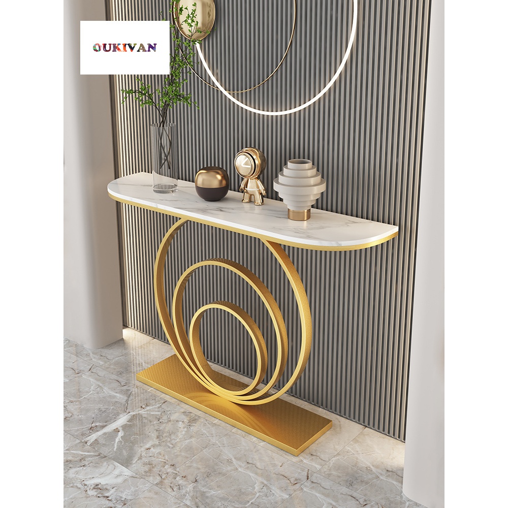 Luxury Marble Console Table Entrance Hall Corridor Half Round Modern ...