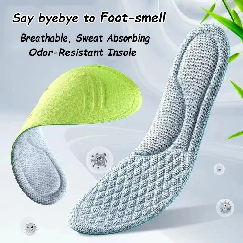 🇲🇾Anti Foot Smell Sport Shoe Insole Memory Foam Breathable Sweat ...