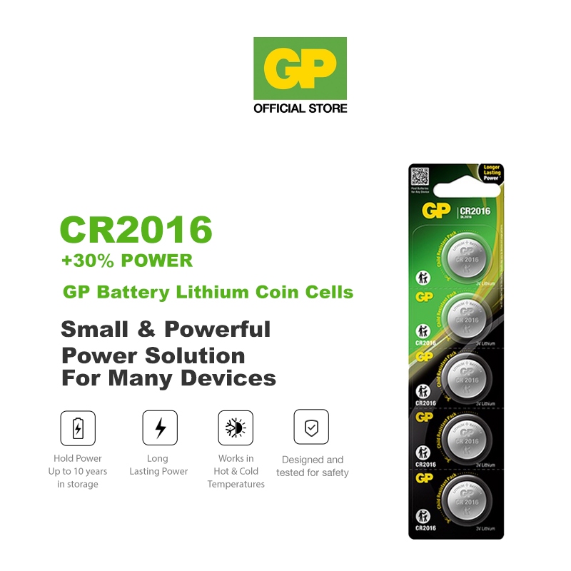 Gp Lithium Coin Cells Battery Cr2016 Card Of 5s Dl2016 Br2016 280 208 Ecr2016 Sbt11 2016 0637