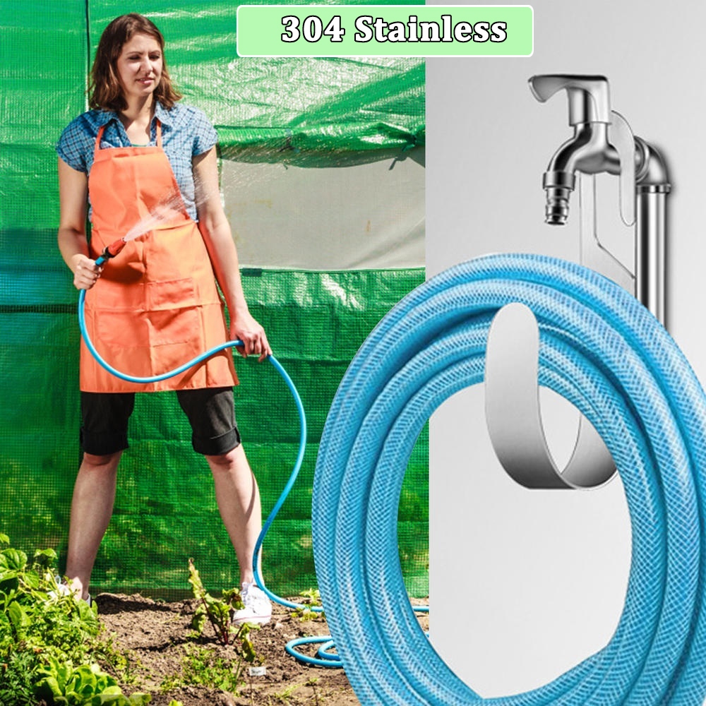 304 Stainless Steel Water Hose Pipe Hook Garden Hose Hanger Hook Heavy Duty Water Pipe Holder