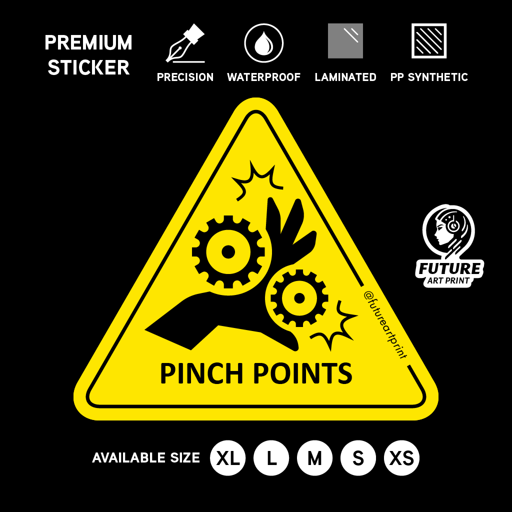 25 Modern Pinch Point Safety Stickers – Triangular 3x3.41 Inch – Primal23 Industrial