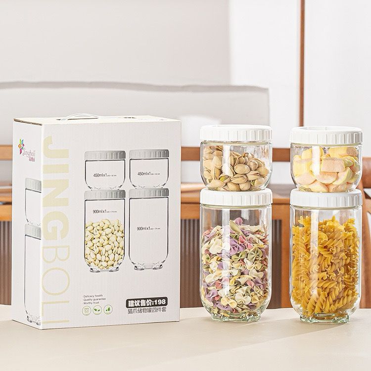 4Pc Plastic Airtight Food Storage Jar / Sealing Tank With Lid For ...