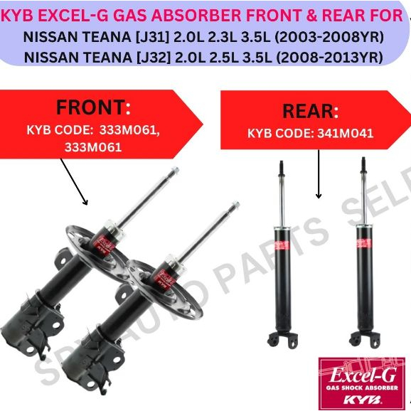 KYB GENUINE ABSORBER (FRONT, REAR) FOR NISSAN TEANA [J31, J32] 2.0L 2 ...